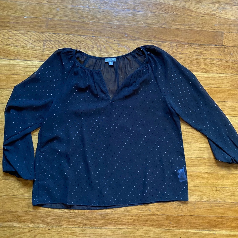 Black sheer blouse with sequins!